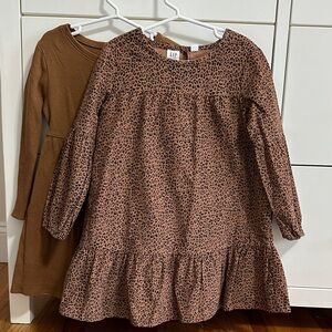 GAP Girls' Brown Leopard Print Ruffle-Hem Dress